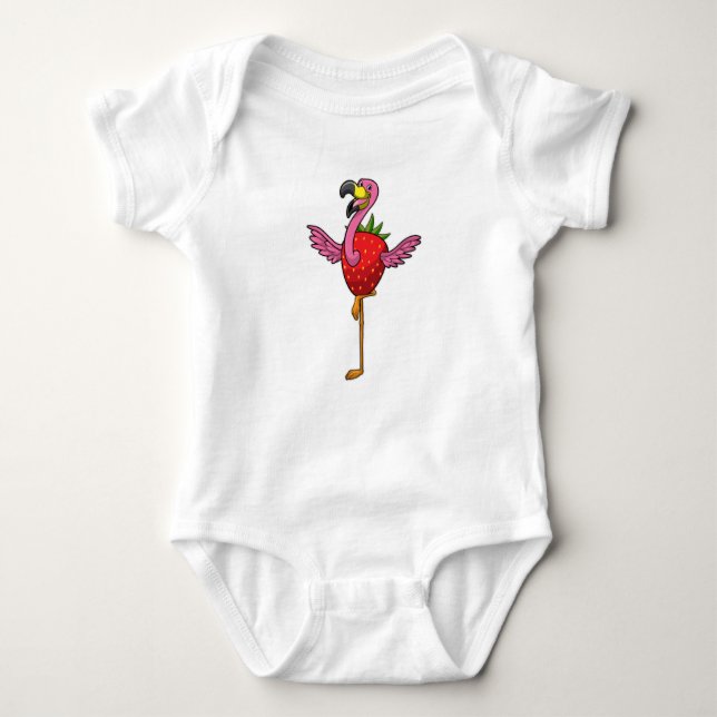 Body Para Bebê Flamingo with Strawberry (Frente)