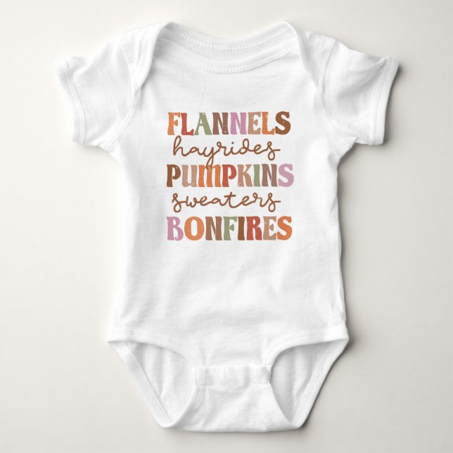 Body Para Bebê Flannels Pumpkins Bonfire (Frente)