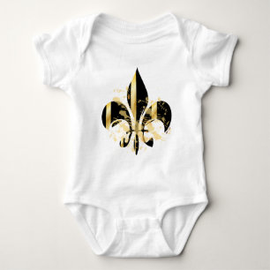 Body Para Bebê Fleur de Lis, preto e Dourado
