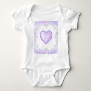 Body Para Bebê floco de neve roxo claro & coração cintilante