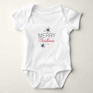 Body Para Bebê Flocos de Neve de Natal Preto e Vermelho