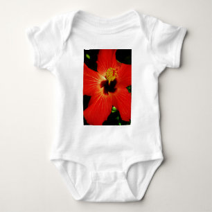 Body Para Bebê Flor alaranjada vermelha brilhante do hibiscus