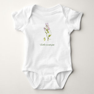Body Para Bebê Flor de água de ervilha doce e púrpura