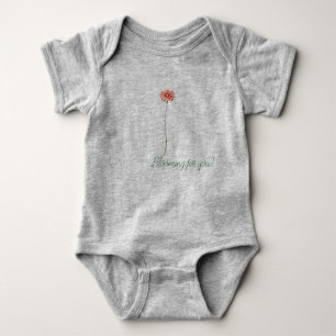 Body Para Bebê Flor de Gerbera Vermelho Pálido