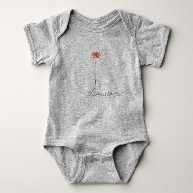 Body Para Bebê Flor de Gerbera Vermelho Pálido (Frente)