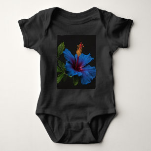 Body Para Bebê Flor de Hibiscus Azul Blooming,