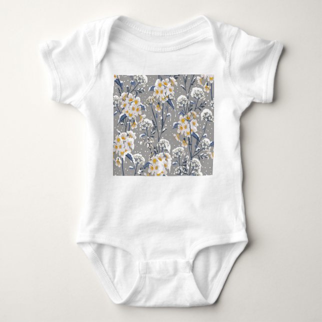 Body Para Bebê Flor de inverno: Padrão Floral Delicado (Frente)