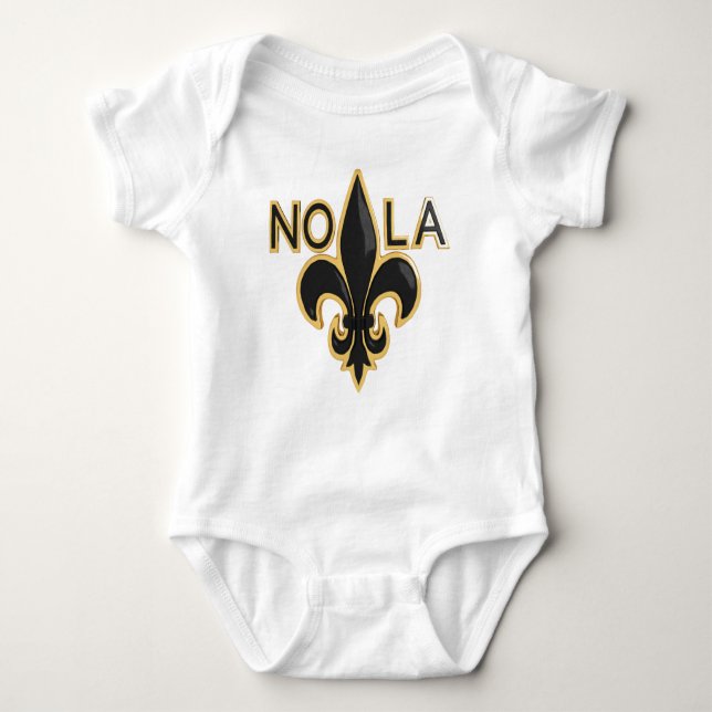 Body Para Bebê Flor de lis preta e Dourado - NOLA (Frente)