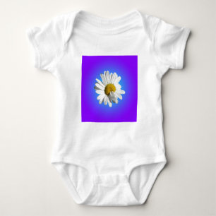 Body Para Bebê Flor de Margarida Branca Gradiente Azul Roxo