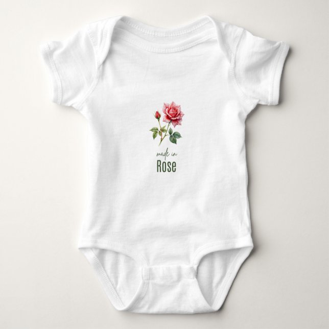Body Para Bebê Flor de Nascimento de Junho Rosa Flat Obrigado (Frente)