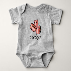 Body Para Bebê flor de tulipa rosa vintage presente floral legal