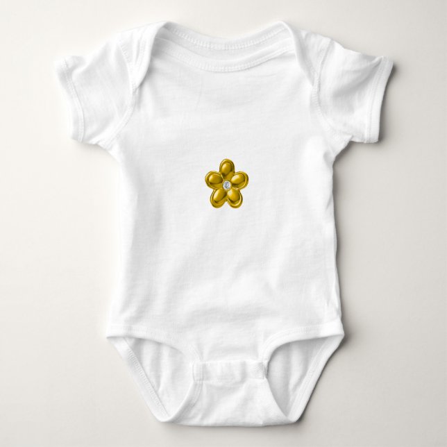 BODY PARA BEBÊ FLOR DOURADO COM DIAMANTE (Frente)