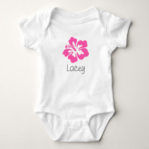 Body Para Bebê Flor Havaiana Personalizada Hibiscus Rosa