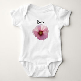 Body Para Bebê Flor Hollyhock Rosa Brilhante Personalizado