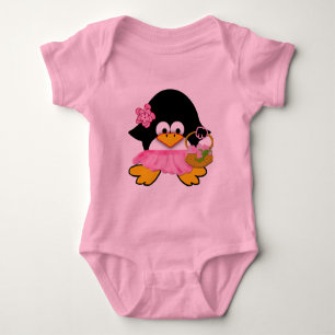 Body Para Bebê Flor Rapariga Pinguim