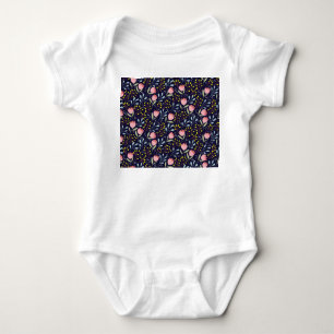 Body Para Bebê Floral Bonito: Padrão Colorido De Flores.
