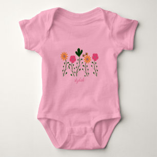 Body Para Bebê Floral de primavera e Verão Personaliza Meninas