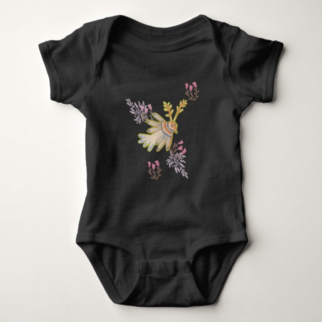 Body Para Bebê floral e pássaros (Frente)
