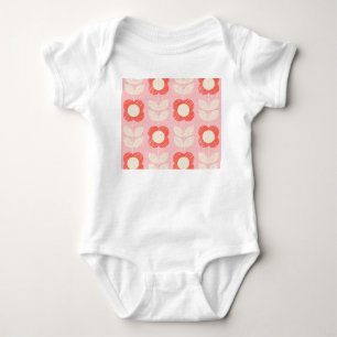 Body Para Bebê Floral Estilizado Escandinavo Retro Sem Costura