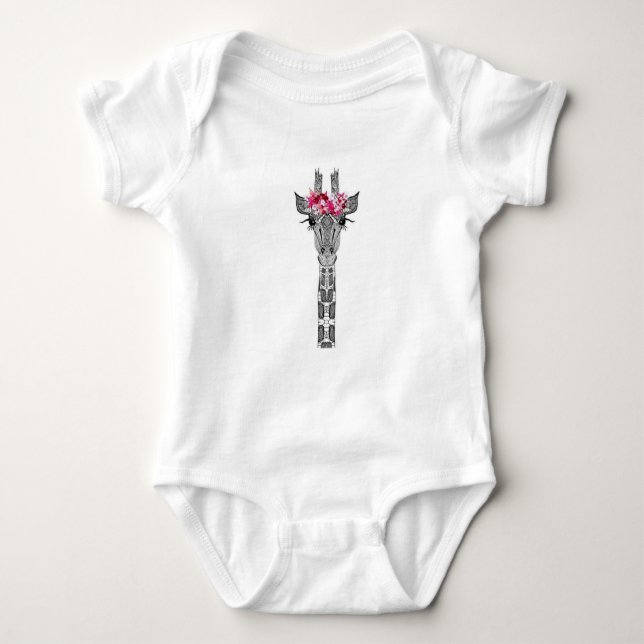 Body Para Bebê Floral Giraffe Onsie (Frente)