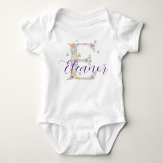 Body Para Bebê Floral Letter E Personalized Baby Bodysuit