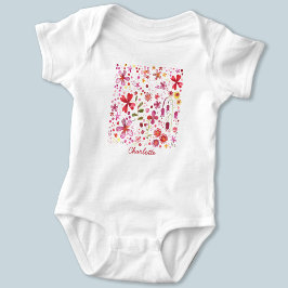 Body Para Bebê Floral Moderna Personalizada