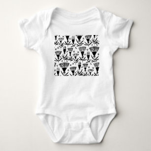 Body Para Bebê Flores Abstrato brancas pretas: padrão elegante