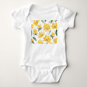 Body Para Bebê Flores Amarelas Pão-de-Verão