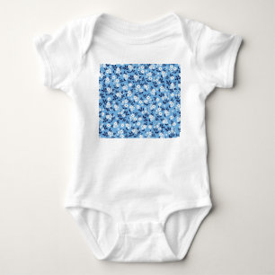 Body Para Bebê Flores Azuis, Brancas: Vintage