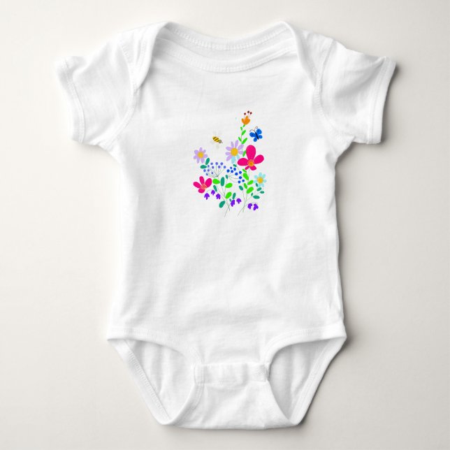 Body Para Bebê Flores da floresta (Frente)