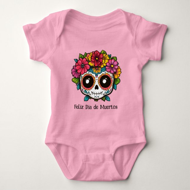 Body Para Bebê 🌹Flores da Lembrança: Tributo ao Dia de Muertos (Frente)