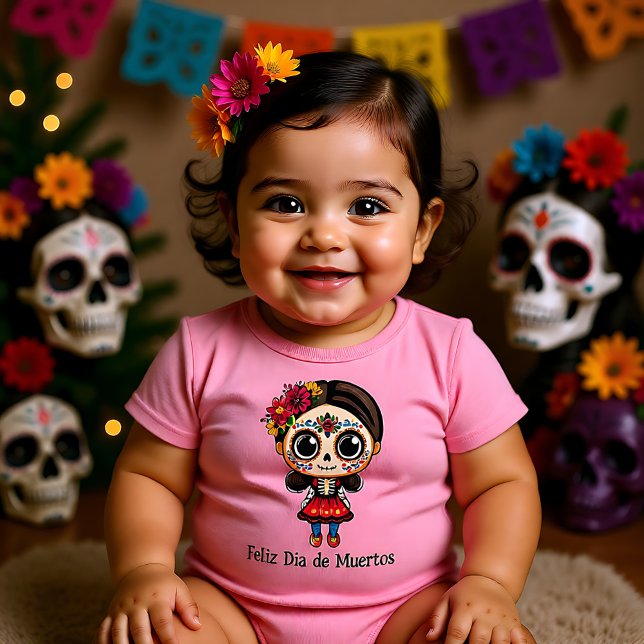 Body Para Bebê 🌹Flores da Lembrança: Tributo ao Dia de Muertos (🌹Remembrance Blooms Dia de Muertos Tribute 🌹 Baby Bodysuit)
