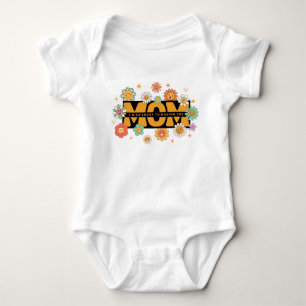 Body Para Bebê Flores da Mãe Retro Groovy - Design para Bebês e C