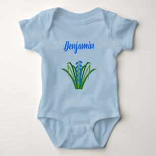 Body Para Bebê Flores de Bluebell do Menino Bebê Primavera Nome P