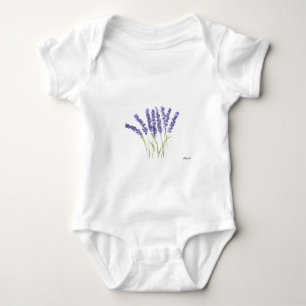 Body Para Bebê Flores de lavanda Água-forte floral roxa Fofa