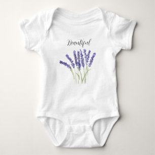 Body Para Bebê Flores de lavanda Água-forte floral roxa Fofo