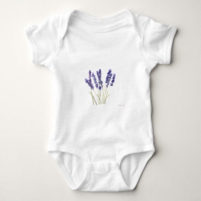 Body Para Bebê Flores de lavanda água-marinha floral roxa naturez (Frente)