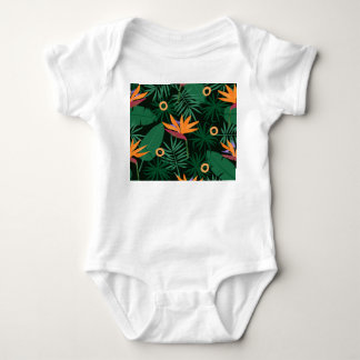 Body Para Bebê Flores de Strelitzia: Fundo de Vintagem Tropica