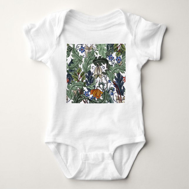 Body Para Bebê Flores, deco de arte, moderno, sem costura. (Frente)