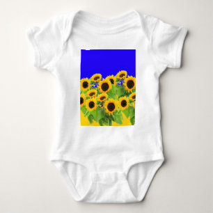 Body Para Bebê Flores do Sol Bandeira Ucraniana Cores Liberdade U