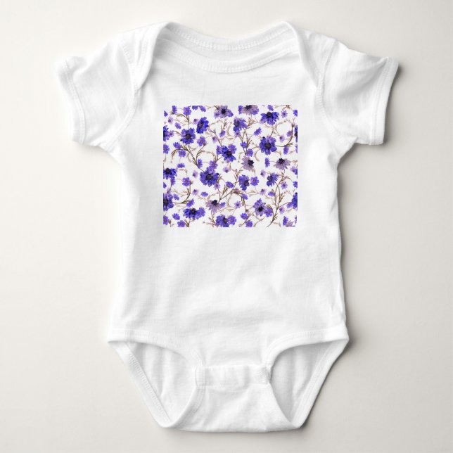 Body Para Bebê Flores marigold, papel de parede sem costura flora (Frente)