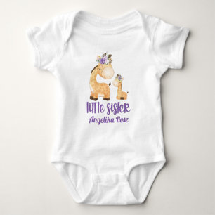 Body Para Bebê Flores Roxas Girafa Liteira Irmã