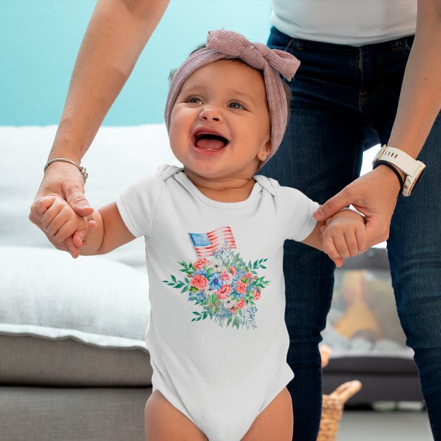 Body Para Bebê Flores Vermelhas Brancas E Azuis Patrióticas 4 De  (Criador carregado)