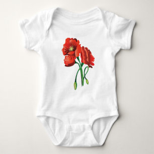 Body Para Bebê Flores vermelhas da papoila