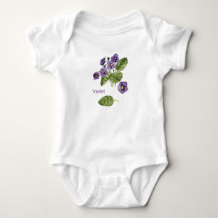 Body Para Bebê Flores violetas cor d'água roxa