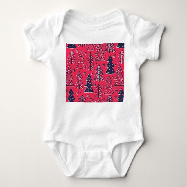 Body Para Bebê Floresta de Natal: Papel de Wallpaper Silhouette d (Frente)