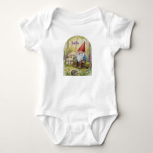 Body Para Bebê Floresta encantada personalizada gnomo aquarela