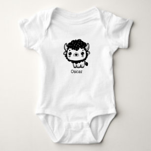 Body Para Bebê Fluffy Bison Baby - Kawaii Fazenda Arte Animal