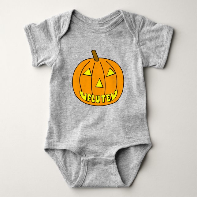 Body Para Bebê Flute Halloween Pumpkin (Frente)