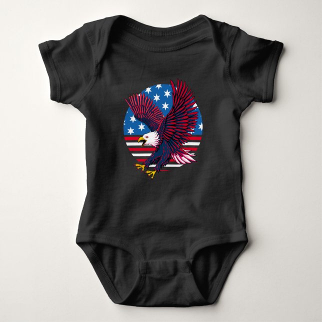 Body Para Bebê Flying Eagle e American Flag (Frente)